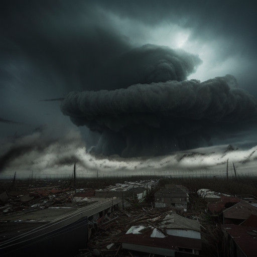 Tornado Devastation in a Dark Apocalyptic Landscape