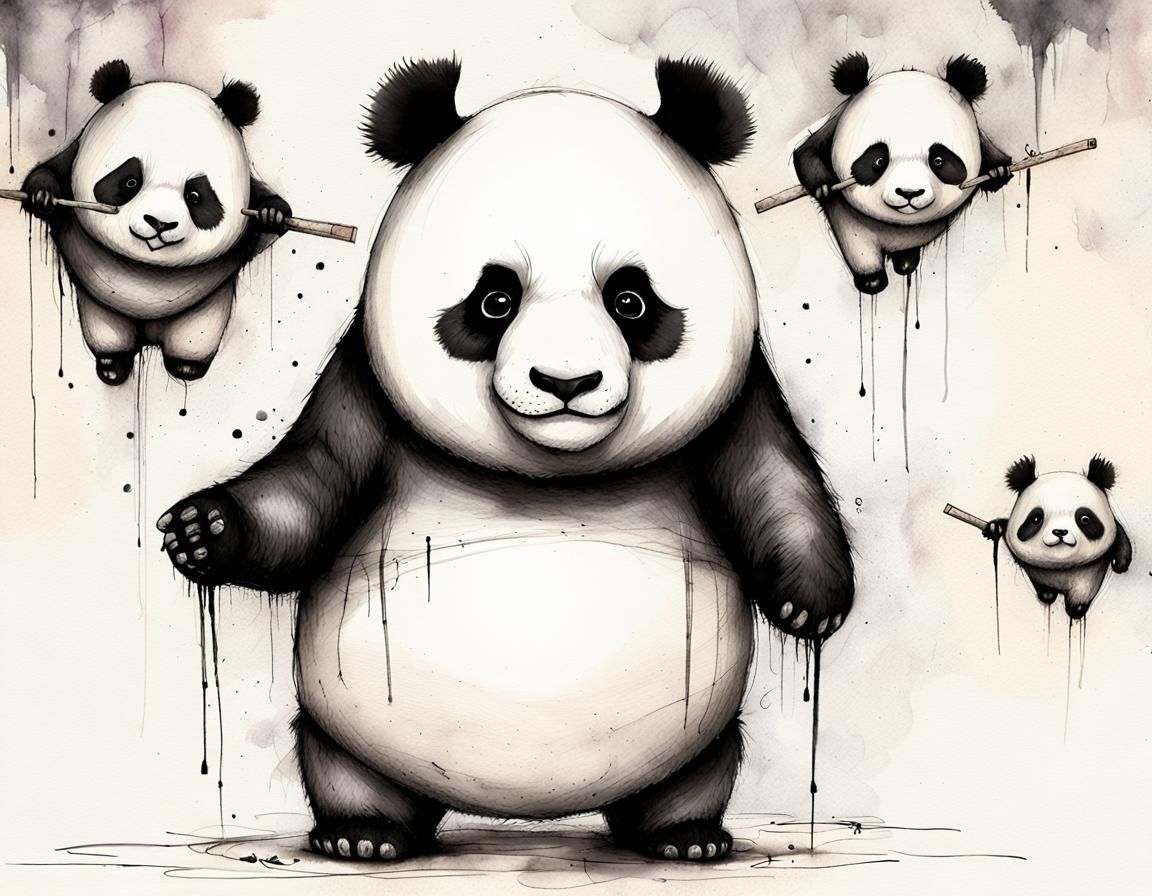 Panda Brothers Crossing the Void: Dark Fantasy Art