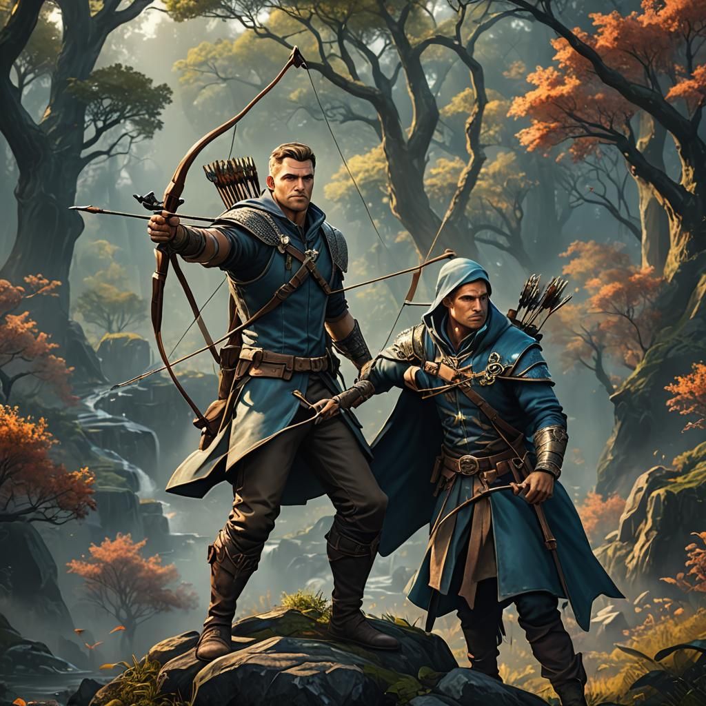 Archer with Bow: Detailed Fantasy Concept Art