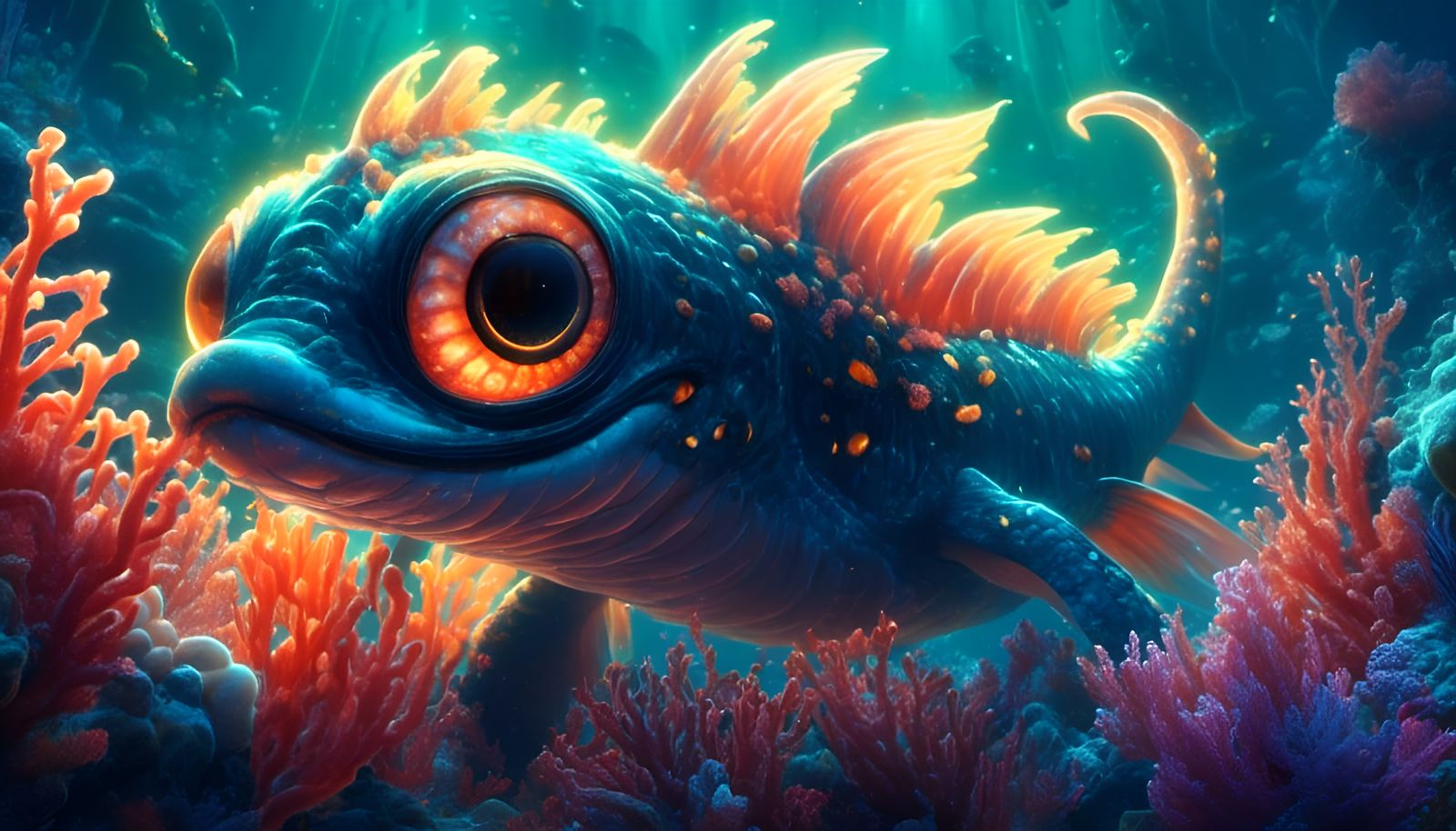 Bioluminescent Sea Serpent Monster Illustration