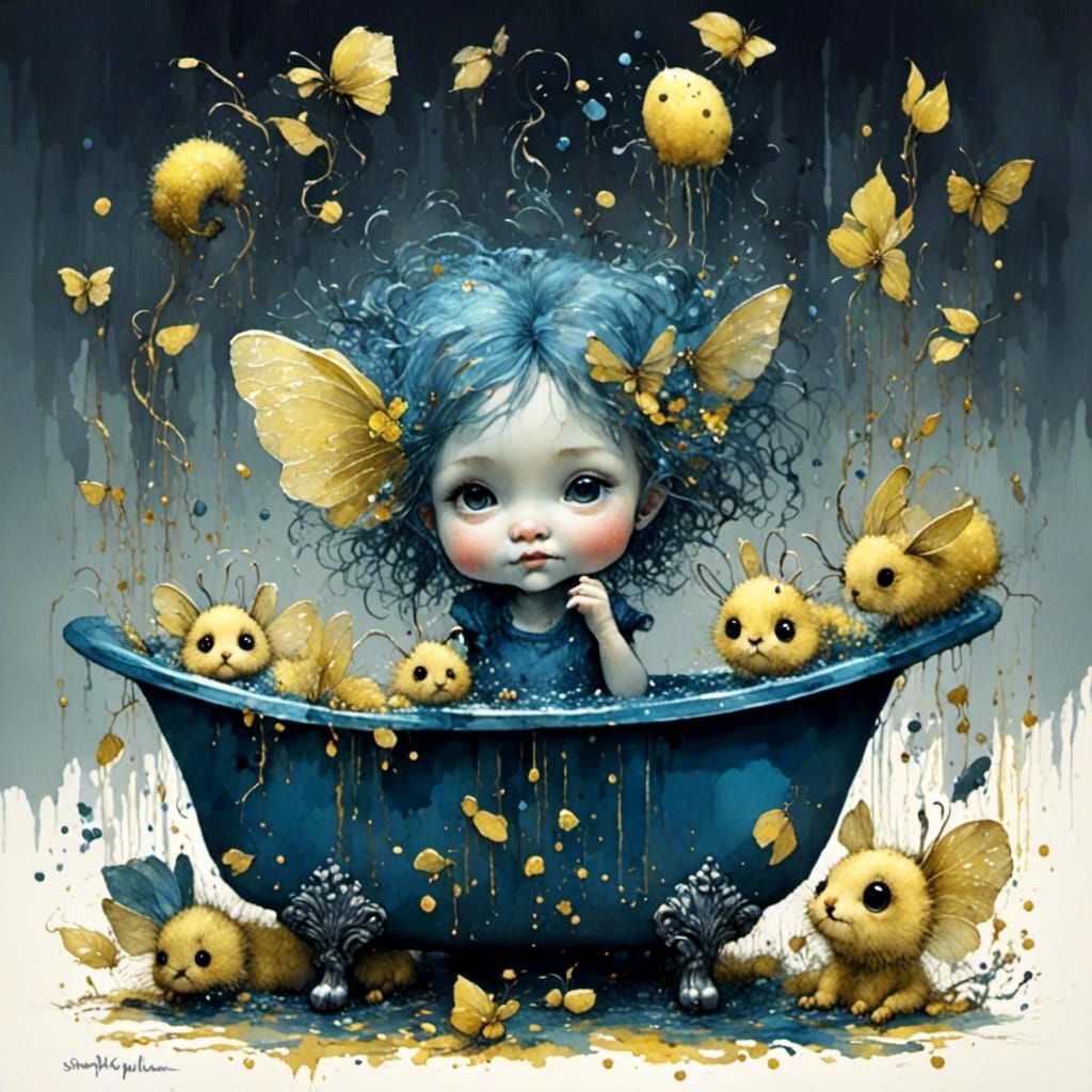 Baby Creatures' Bath Time in Stephanie Law Style