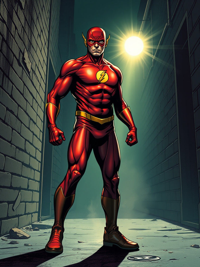 The Flash: Surprise Flashbulb in Noir Comic Style