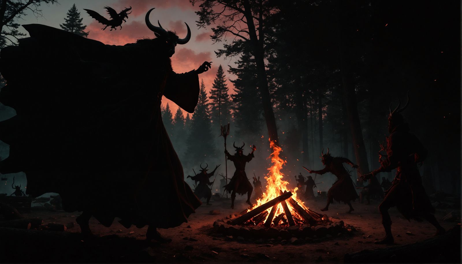 Black Phillip's Fiery Dance in the Woods