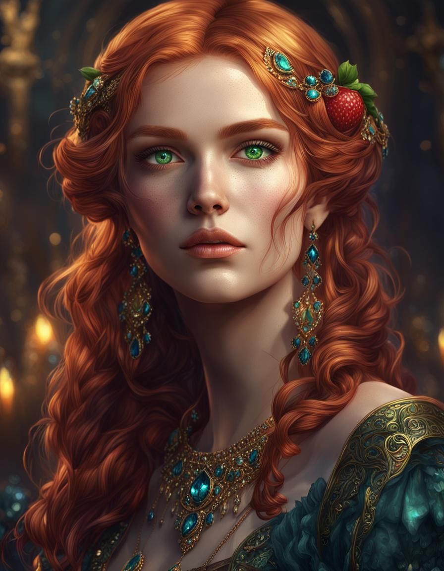 Gothic Woman with Jewels in Dark Fantasy Style