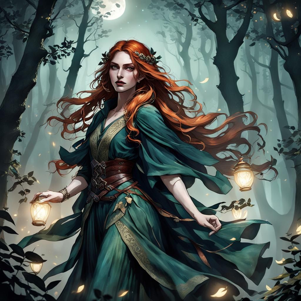 Woodland Rogue Dancing in Moonlit Glade