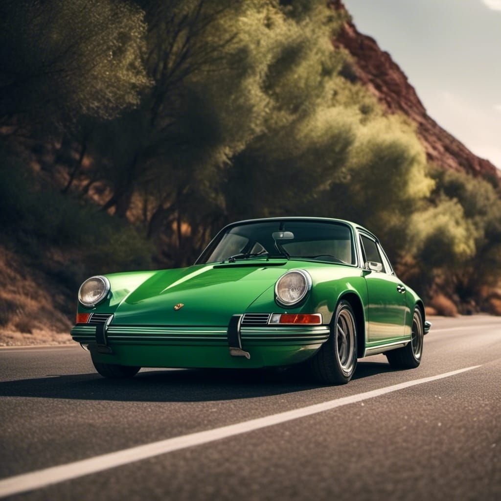 pea-green retro Porsche Carrera