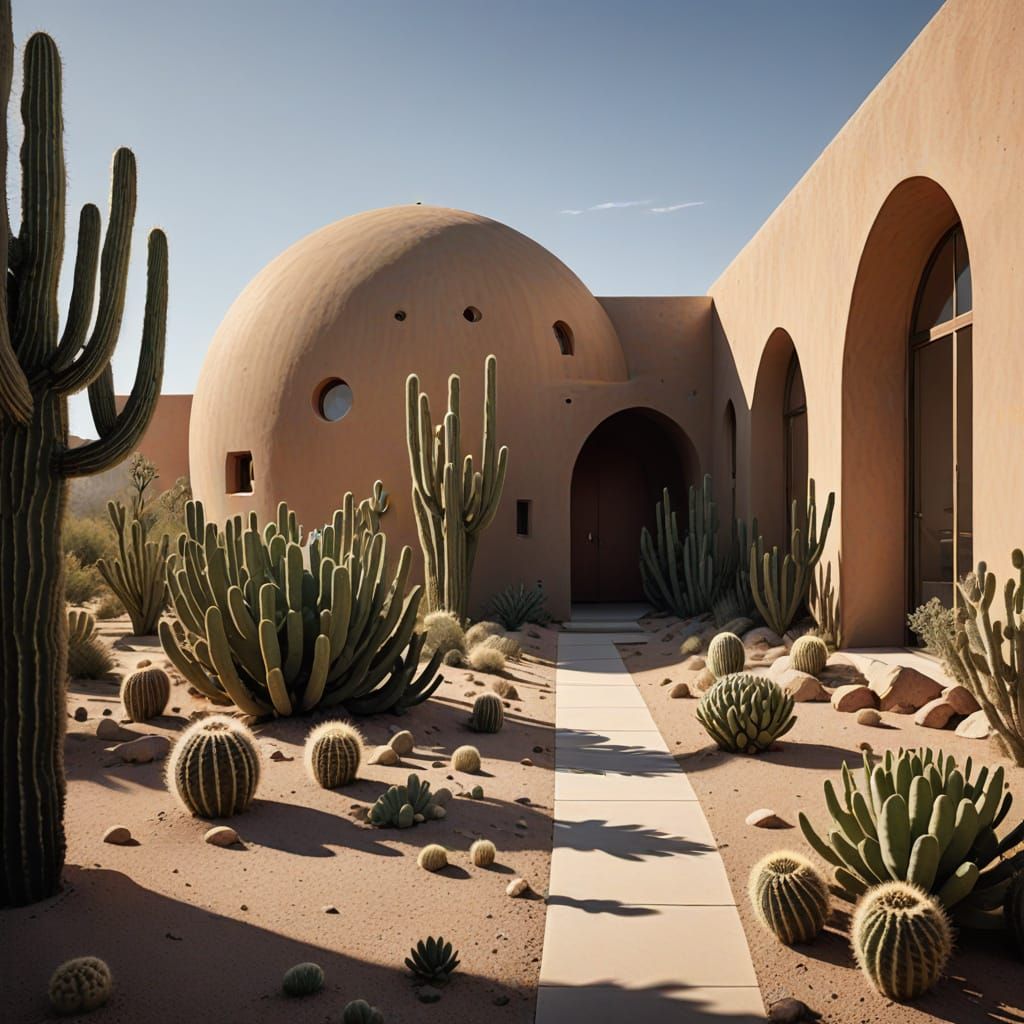 Modern Desert Architecture with Biopiscina and Dome Cluster