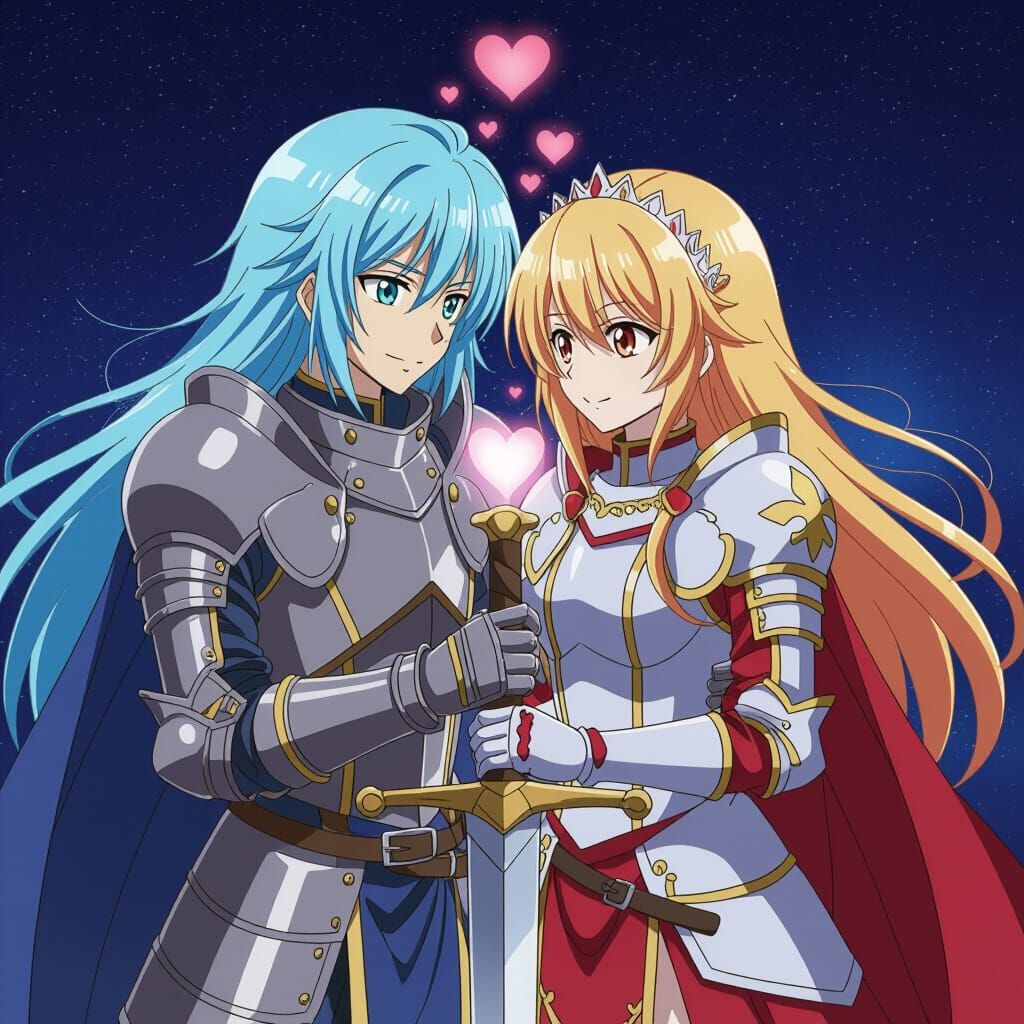 Anime Knights in Love Illustration
