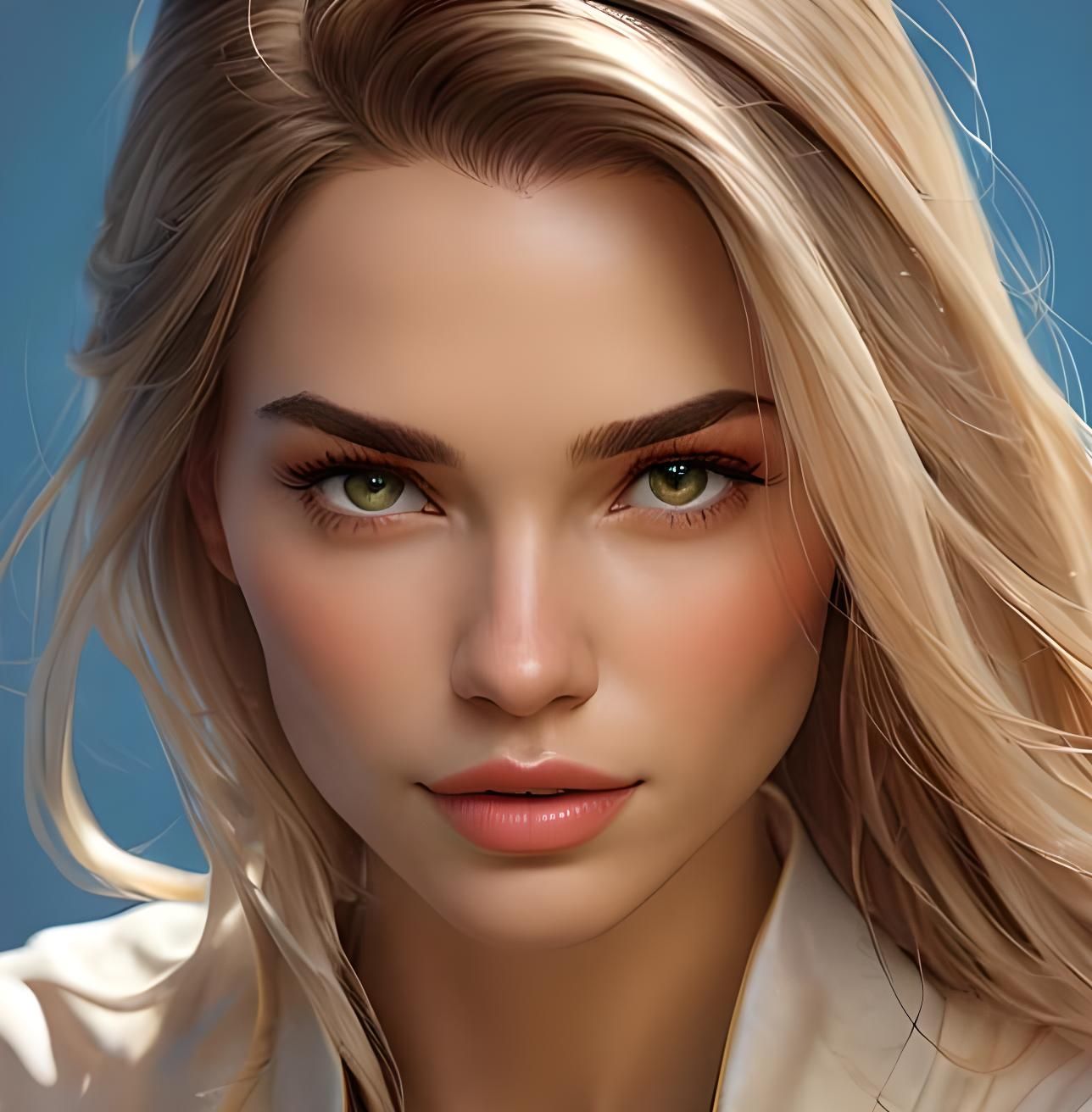 close up of a stunning woman with long blonde hair