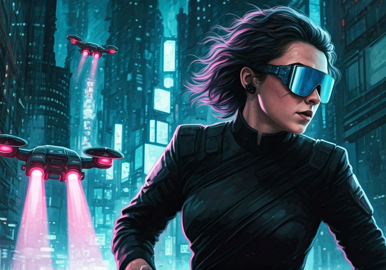 Ashildr's Cyberpunk Escape: Graphic Novel Illustration