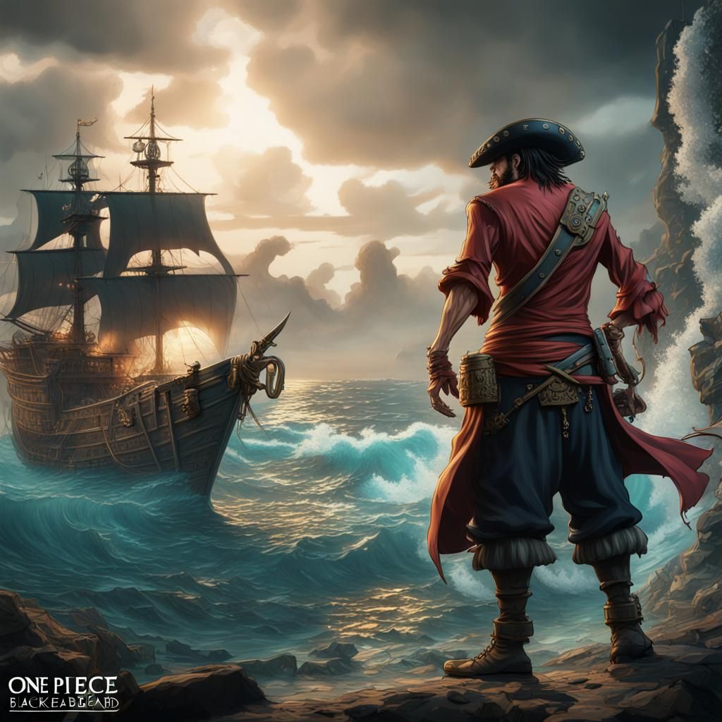 One Piece Blackbeard in Detailed Matte Painting