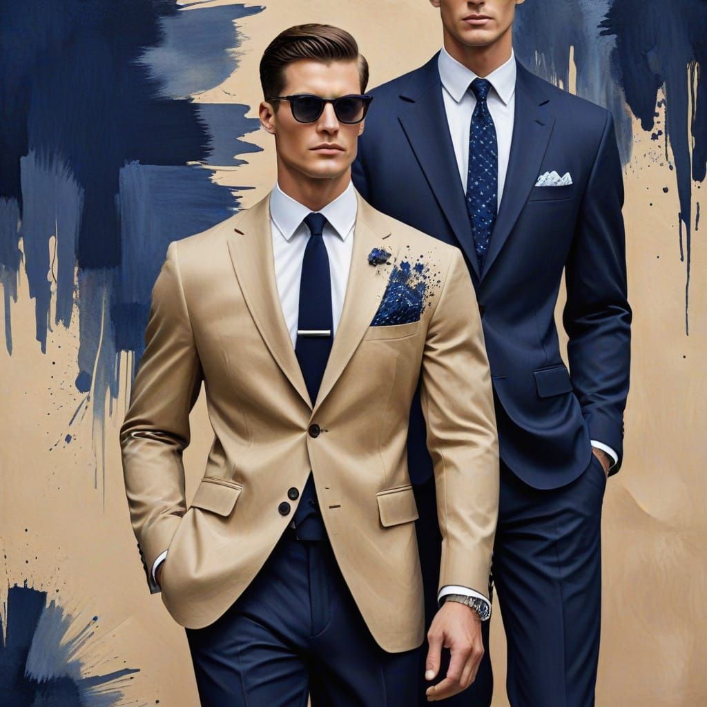 Elegant Men's Outfits in Whimsical Gouache Painting