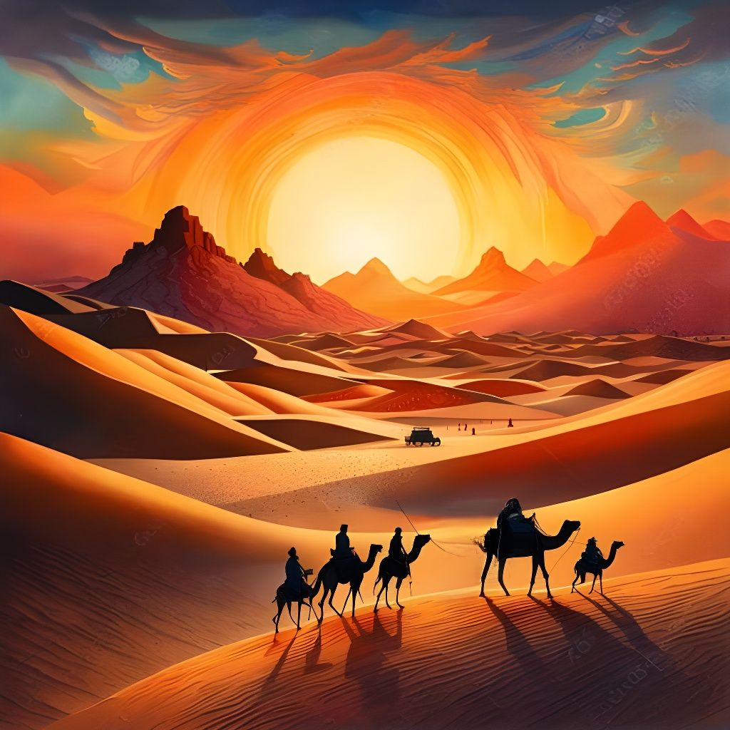 Caravan passing the desert
