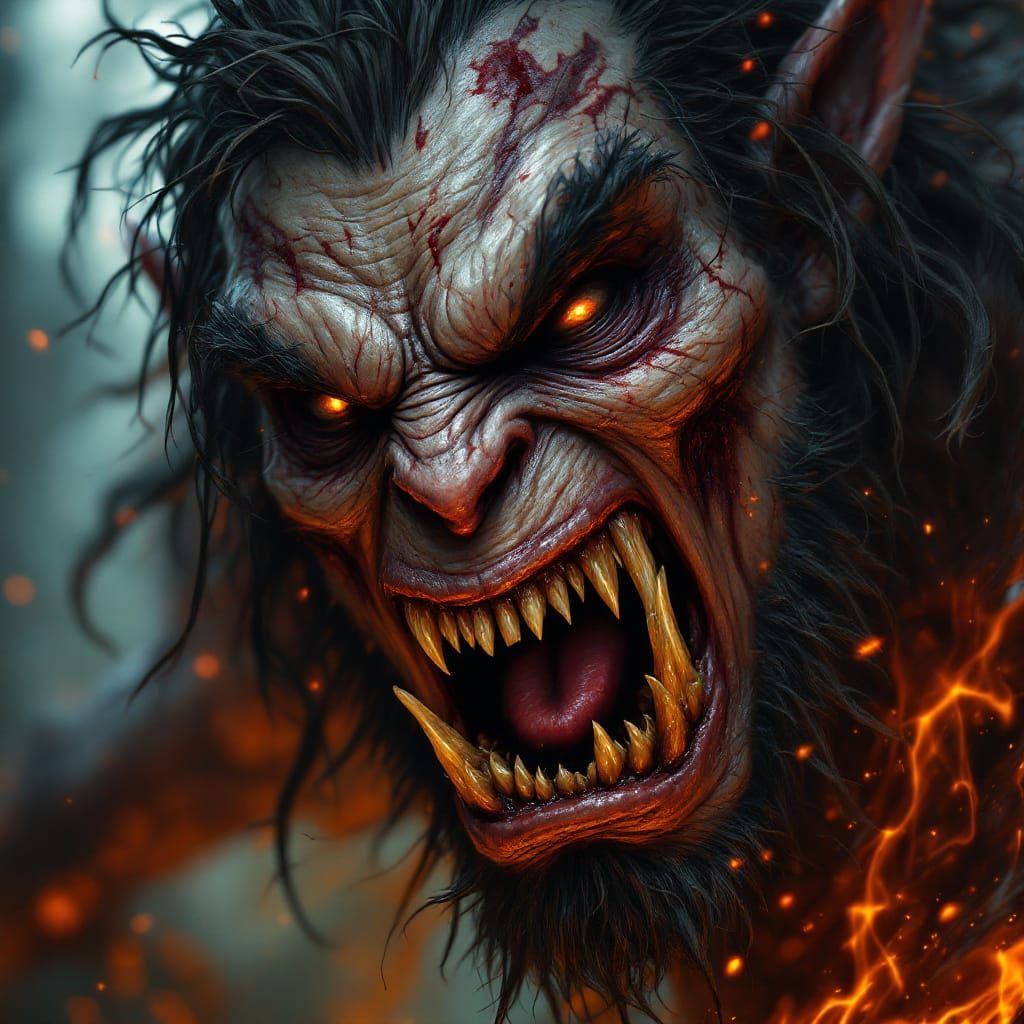 Menacing Medieval Monster in Hyperrealistic Detail