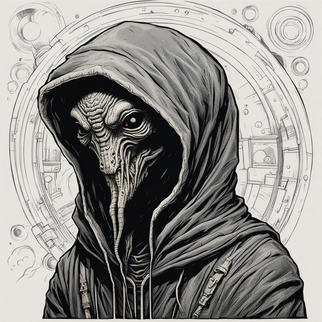 Mysterious Hooded Alien Creature Concept