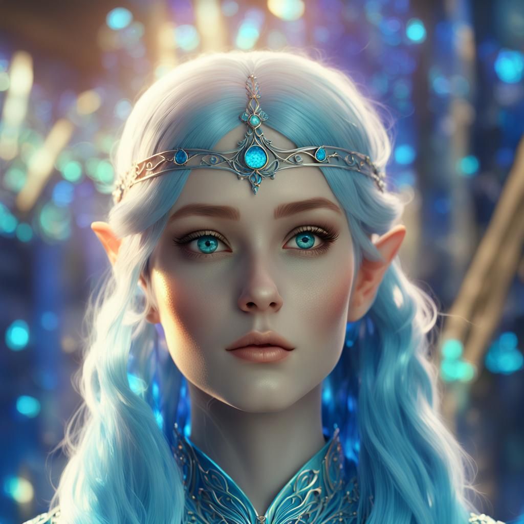 Beautiful Elven Woman in Anime 3D Style