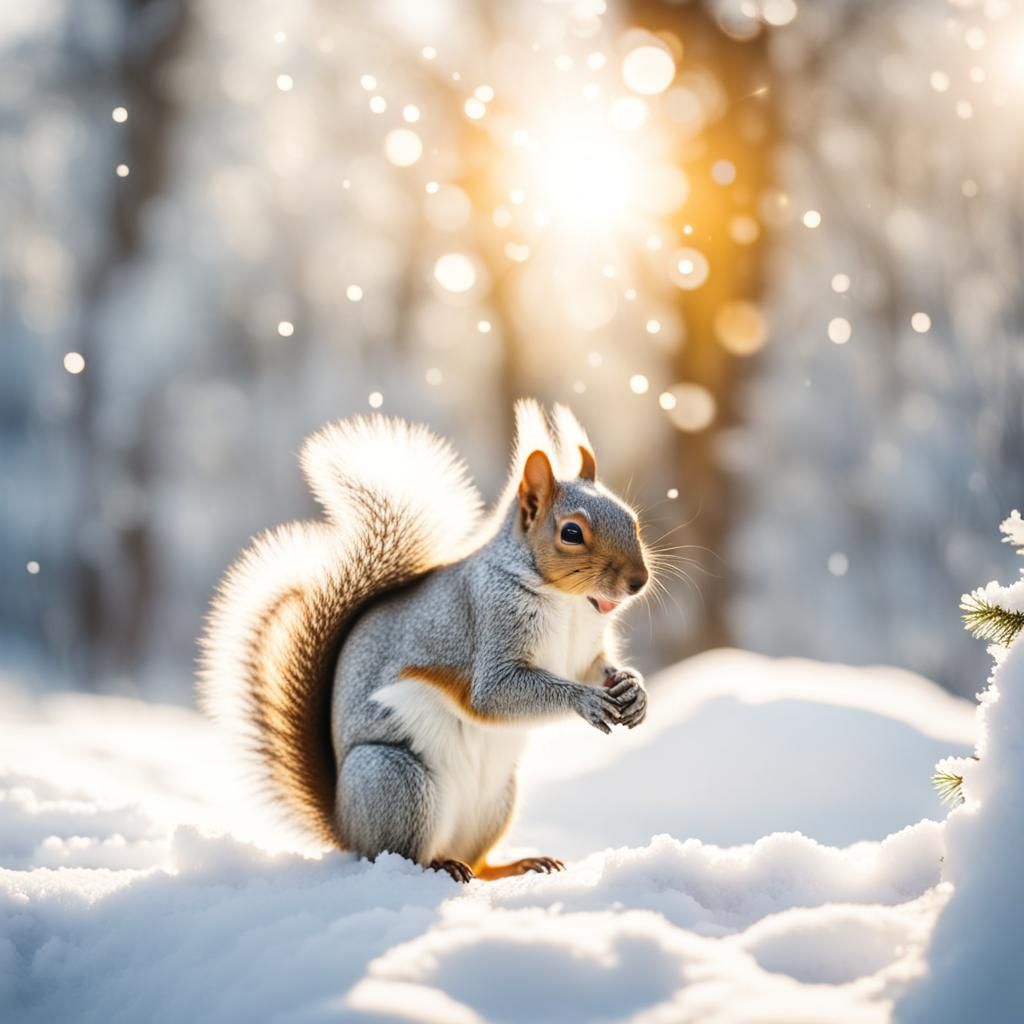 Squirrels in a Christmas Winter Wonderland