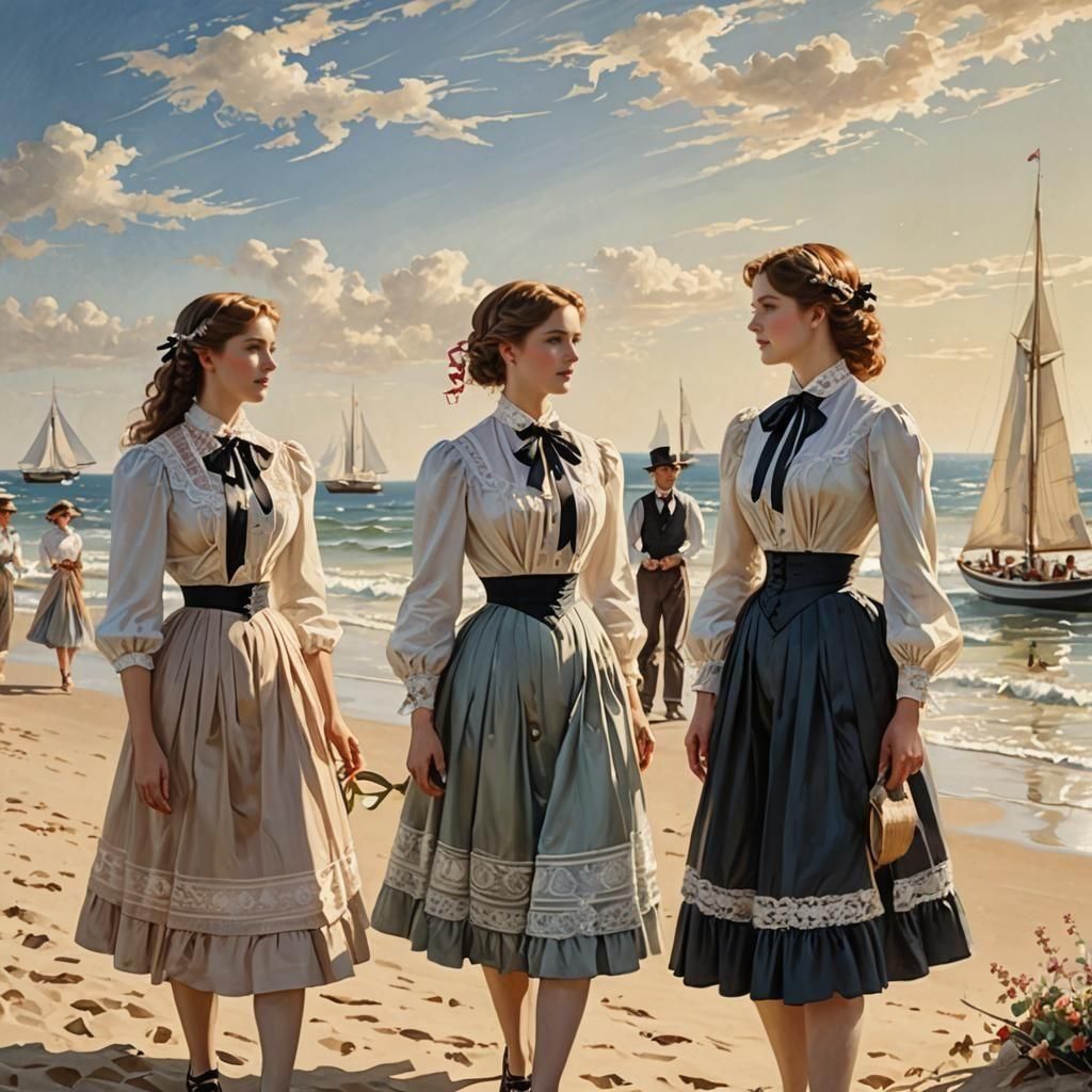 Victorian Ladies at the Seaside