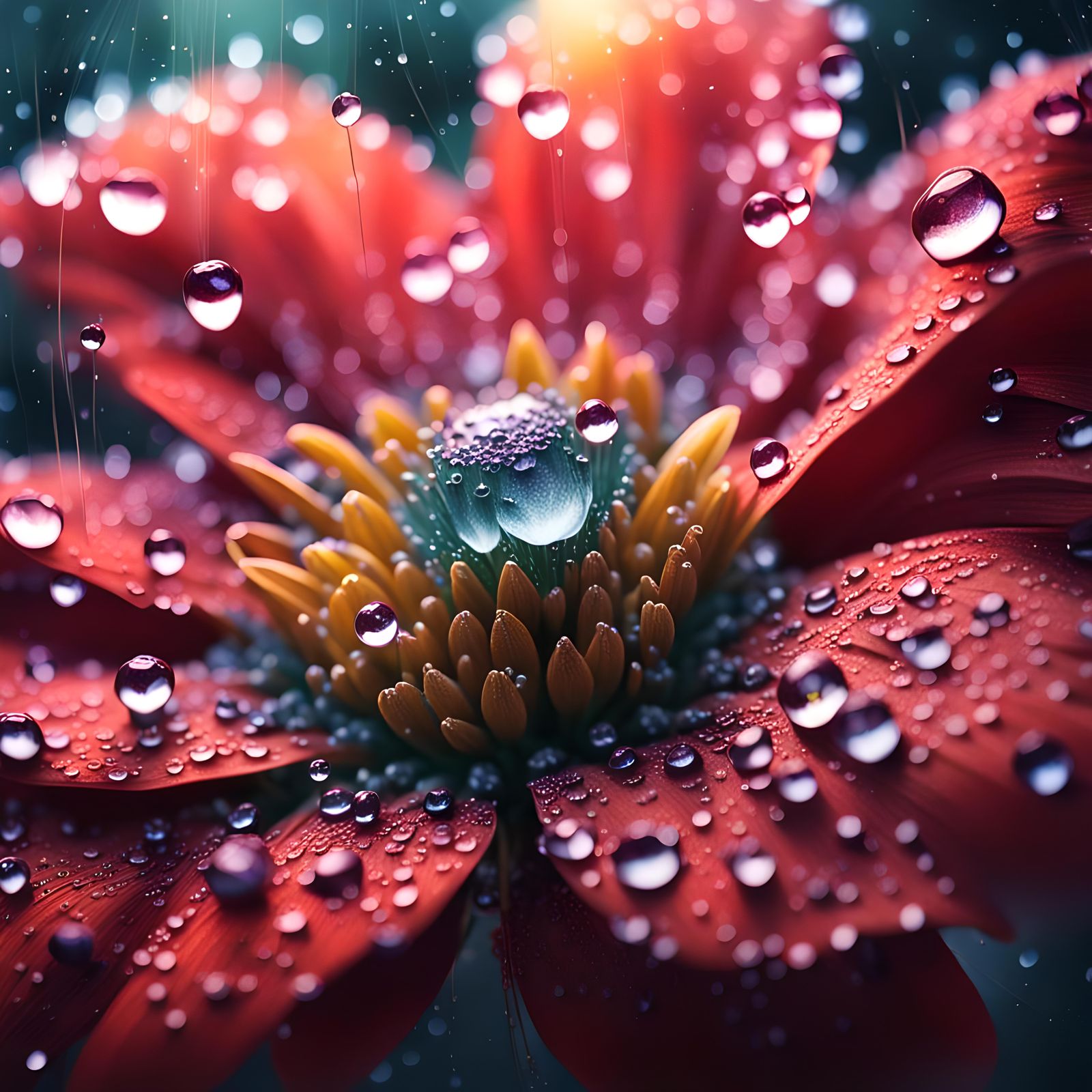 Dew Drops on Flower Petal: Digital Matte Painting