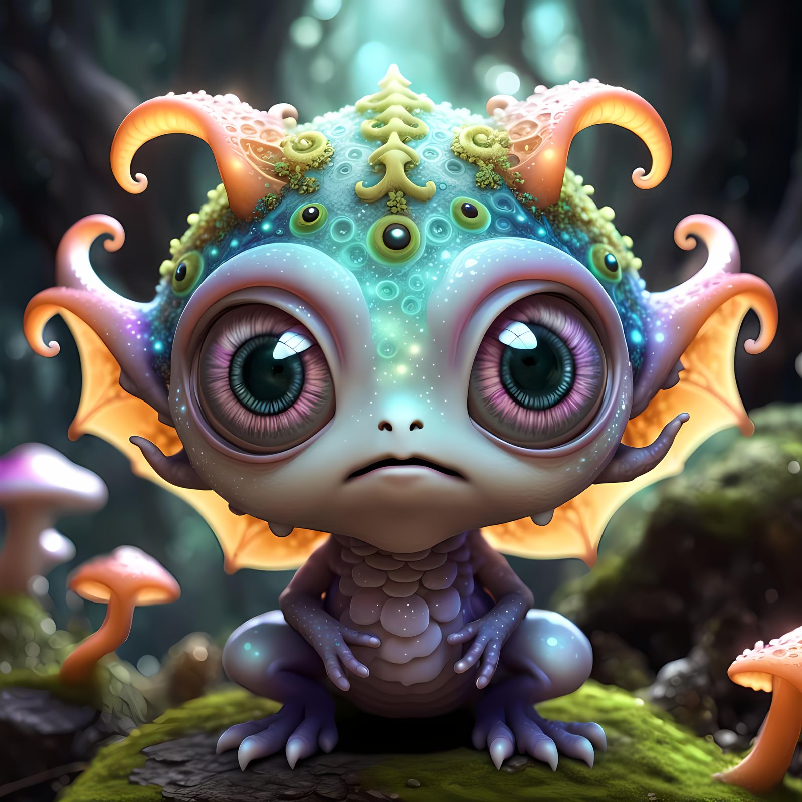 Anime Fairy-Eldritch Creature in Op-Art Style