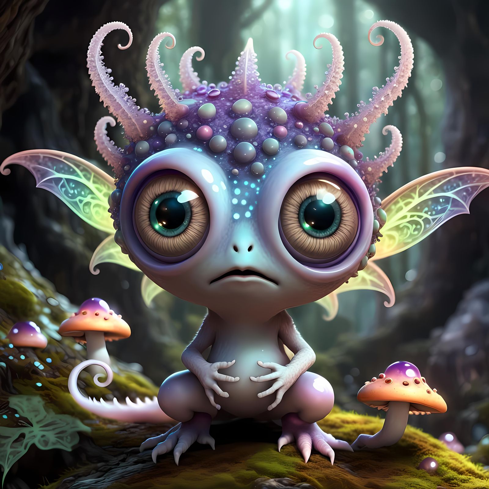 Adorable Mycelium Fairy in a Pop-Surrealist Style