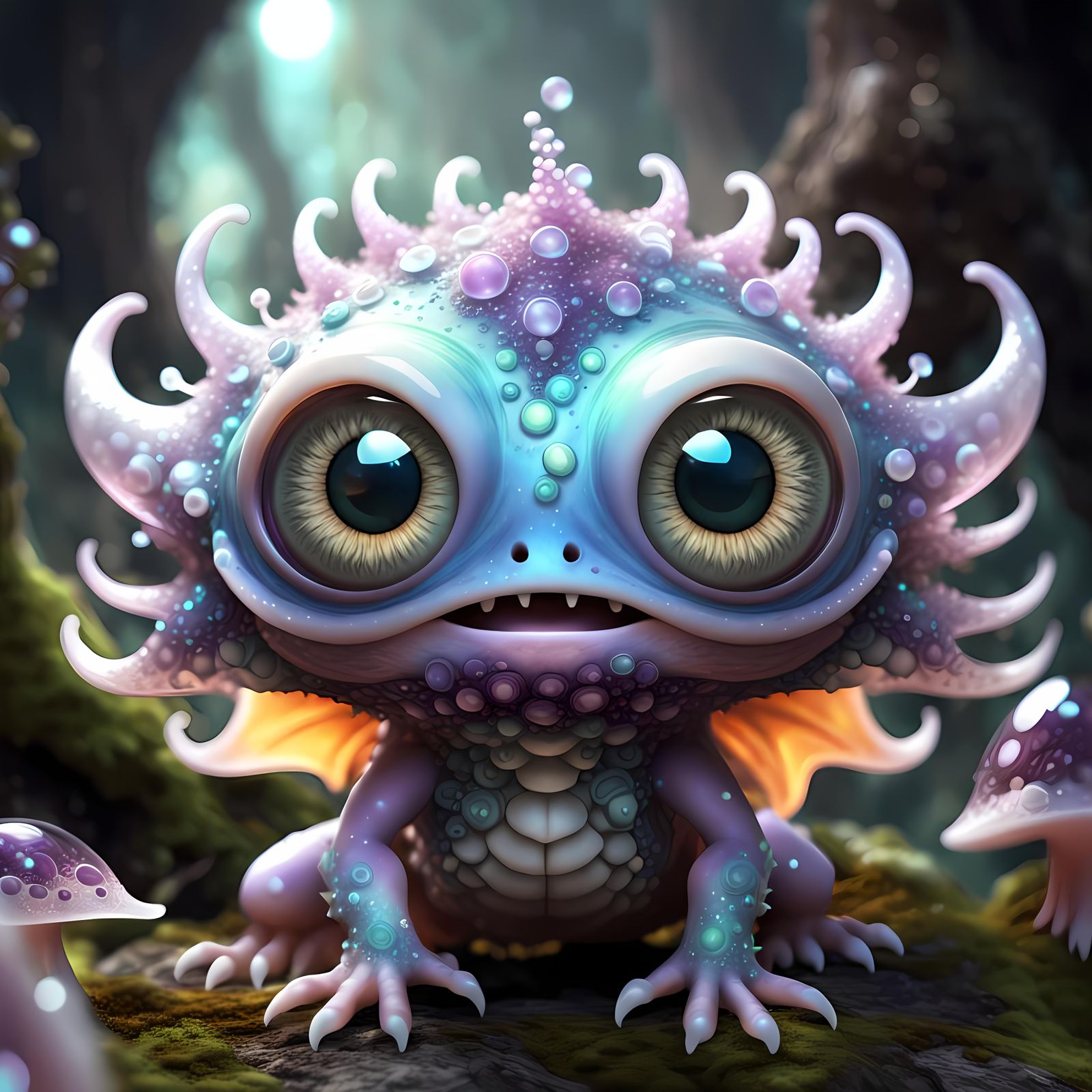 Eldritch Fairy with Mycelium Theme in Op-Art Style