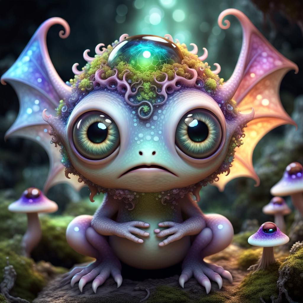 Adorable Mycelium Fairy in Lowbrow Pop-Surrealism