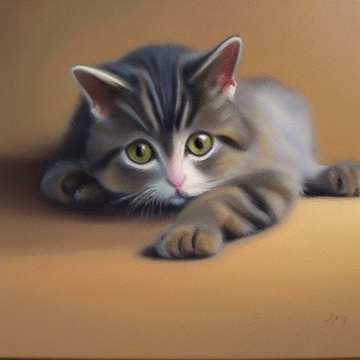 Cat Toe Beans in Oil Painting Style