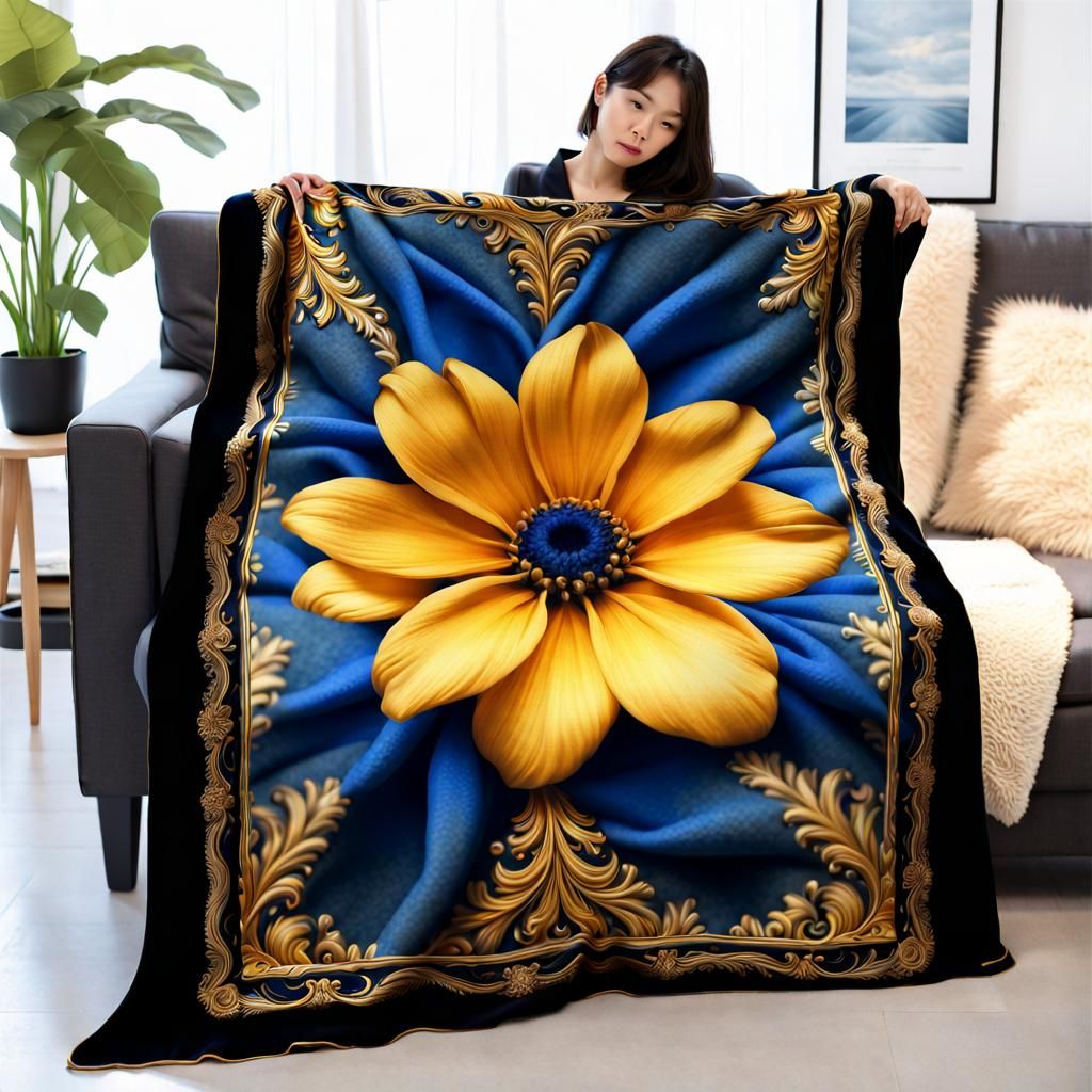 Luxurious Fleece Blanket with Floral Design