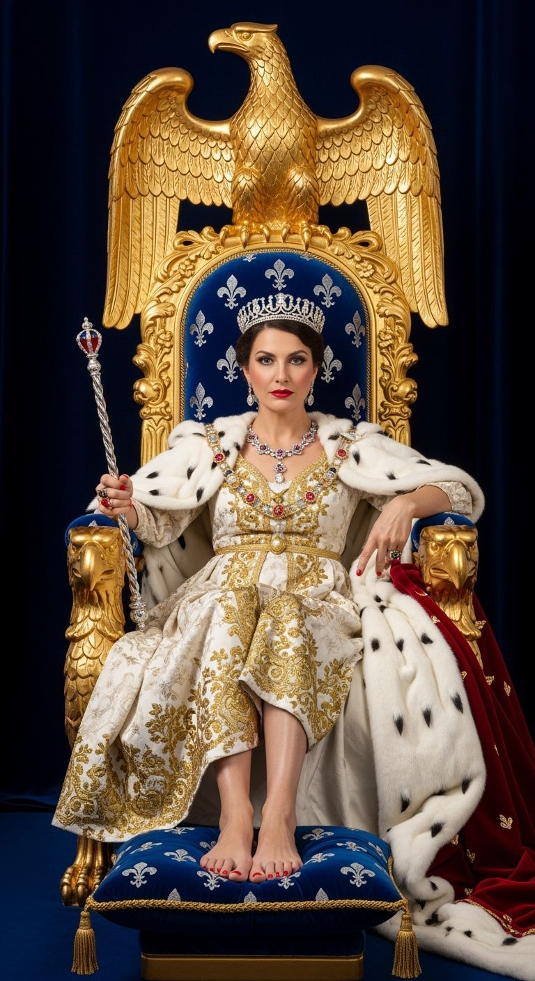 French Empress on Golden Eagle Throne, Royal Portrait