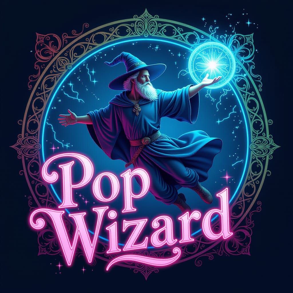 Bioluminescent Wizard in Neon Renaissance Style