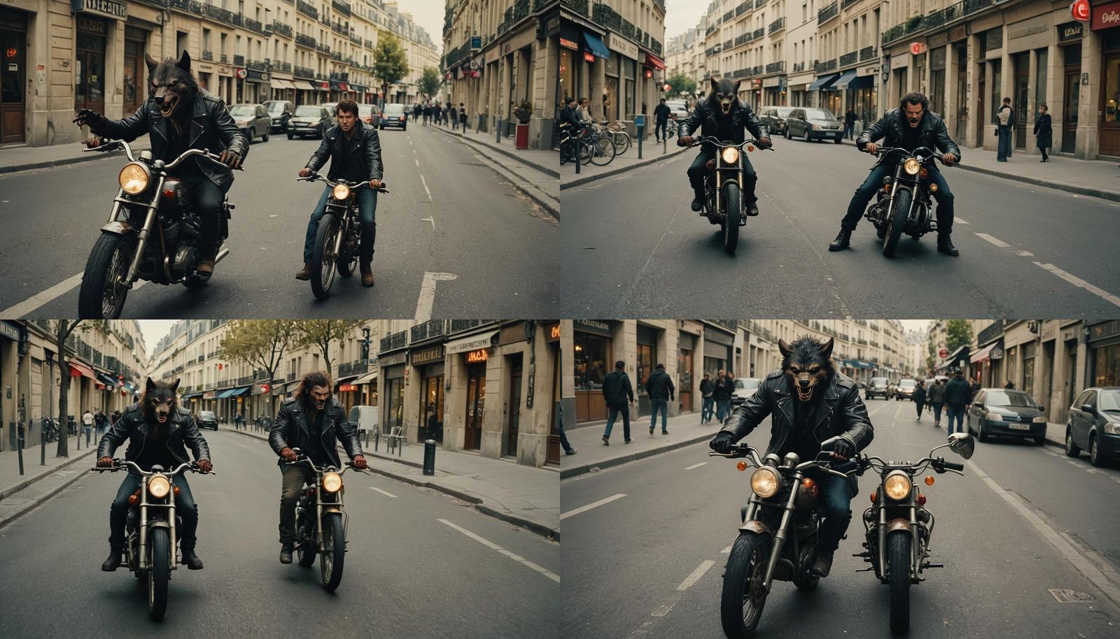 Werewolf Biker Shot in Paris: Cinematic Film Still