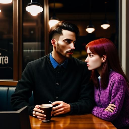 Hyperrealistic Encounter in a Budapest Coffee Shop