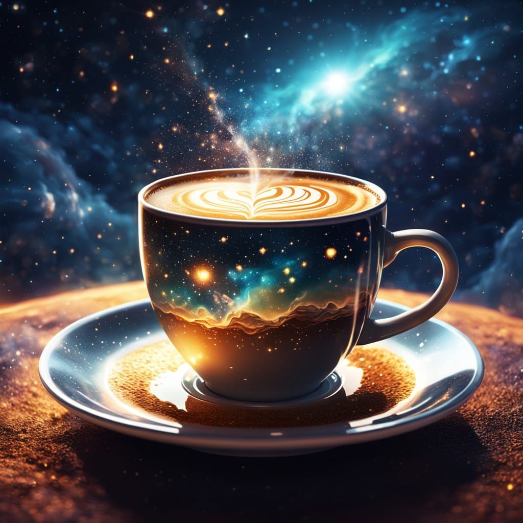 Coffee Cup in Space: Sci-Fi Digital Art