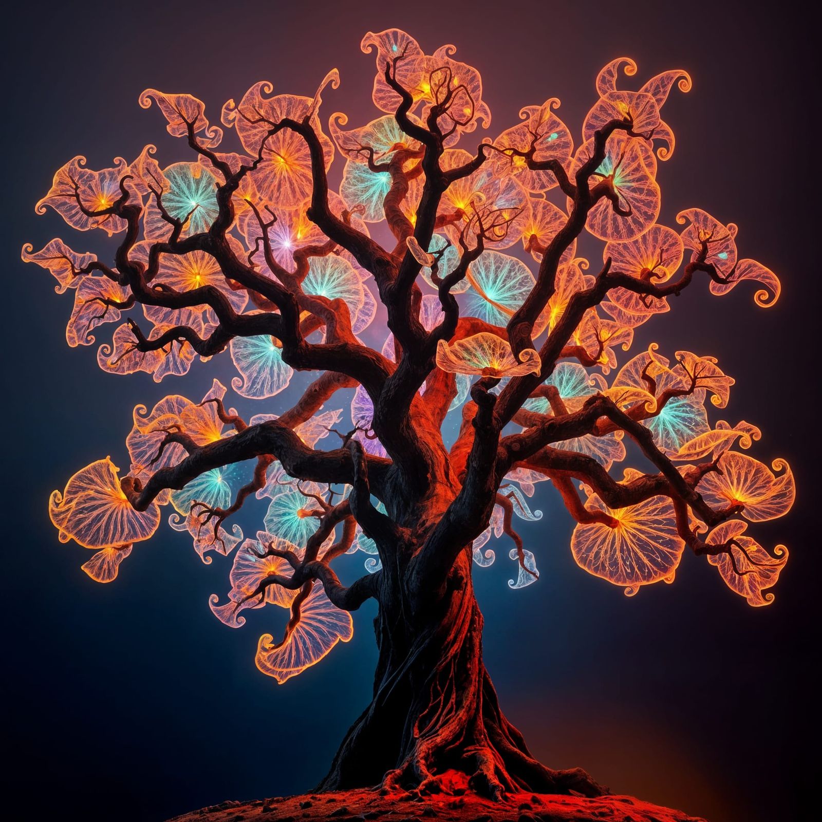 Glowing Ancient Tree in Hyperrealistic Detail