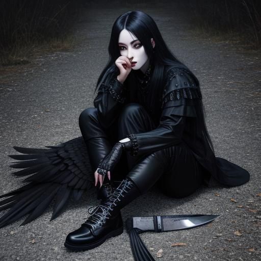 Gothic Woman with Raven in Cosmic Chaos