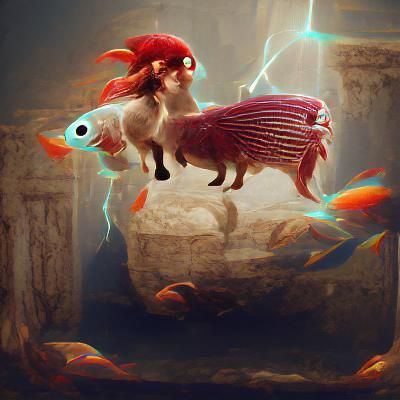 Mythical Chibi Goat-Fish in 3D Digital Art