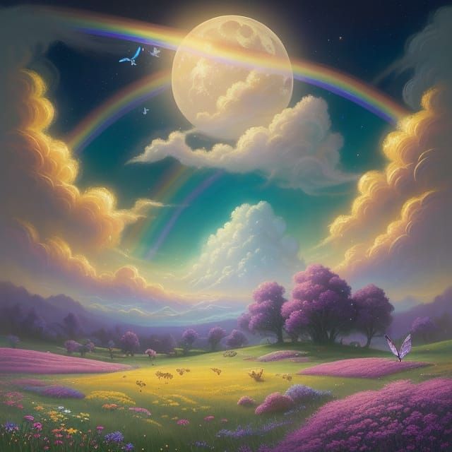 Whimsical Fantasy Scene in Dreamlike Surrealism Style