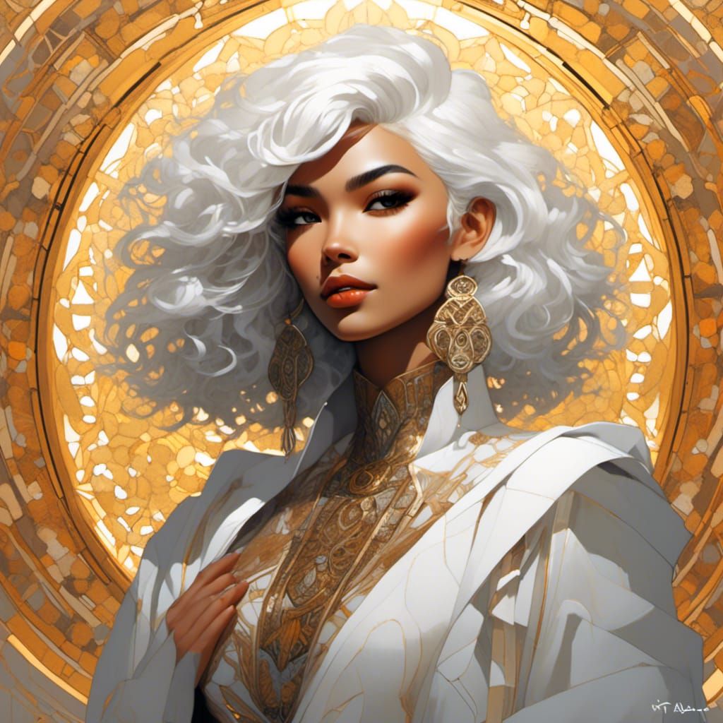 Moroccan-Canadian Woman: Digital Painting in Bold Style