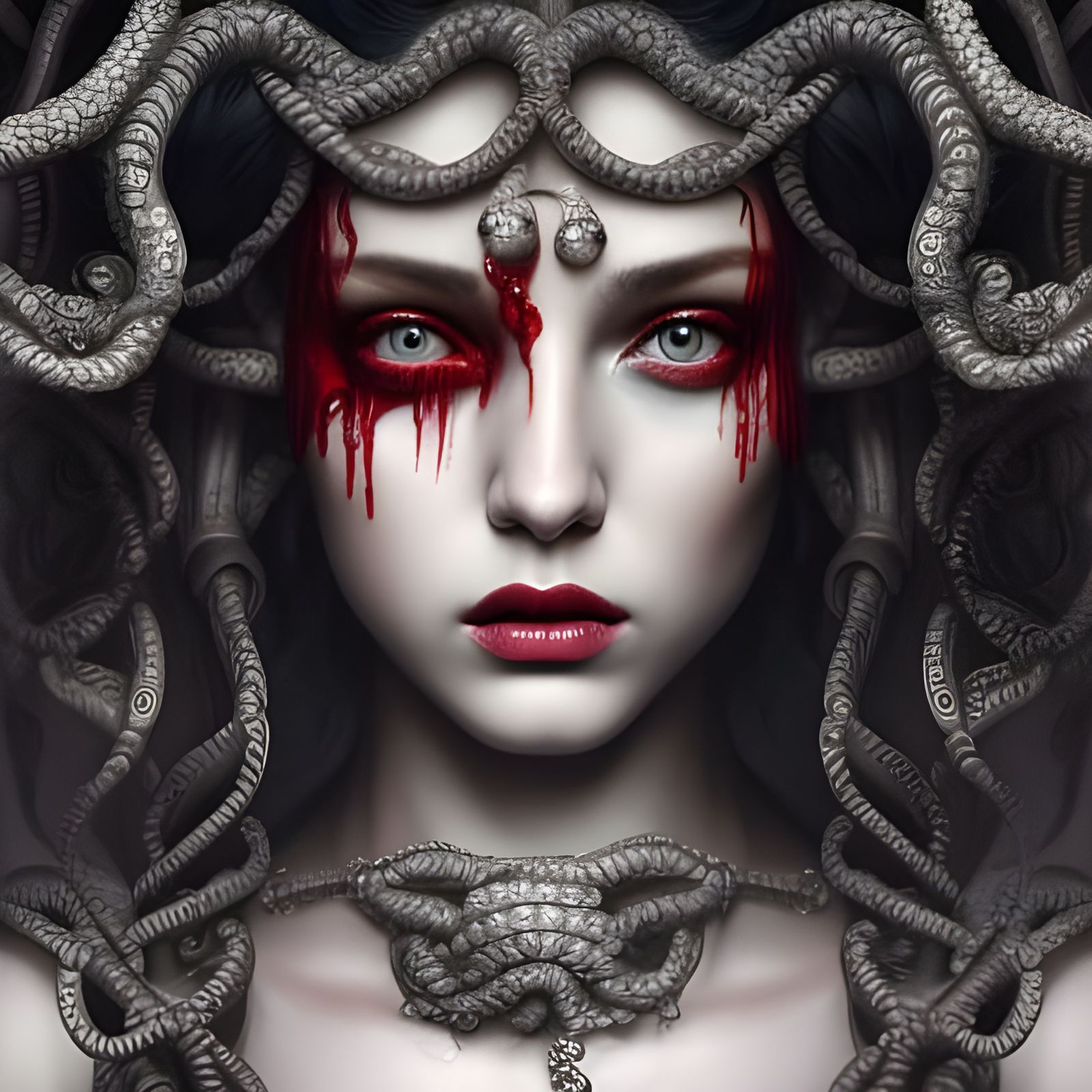 Detailed Medusa Portrait in Digital Art Style