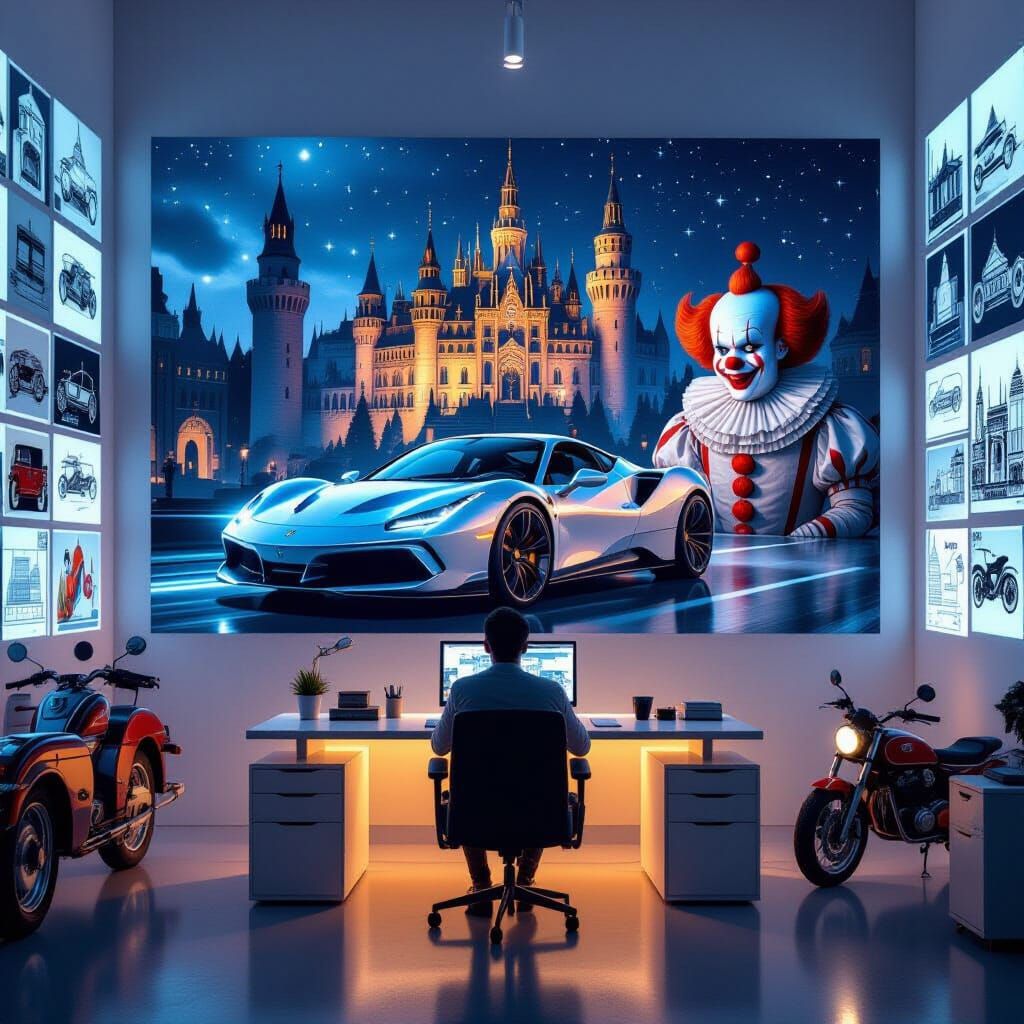Luminous Digital Art Studio at Night