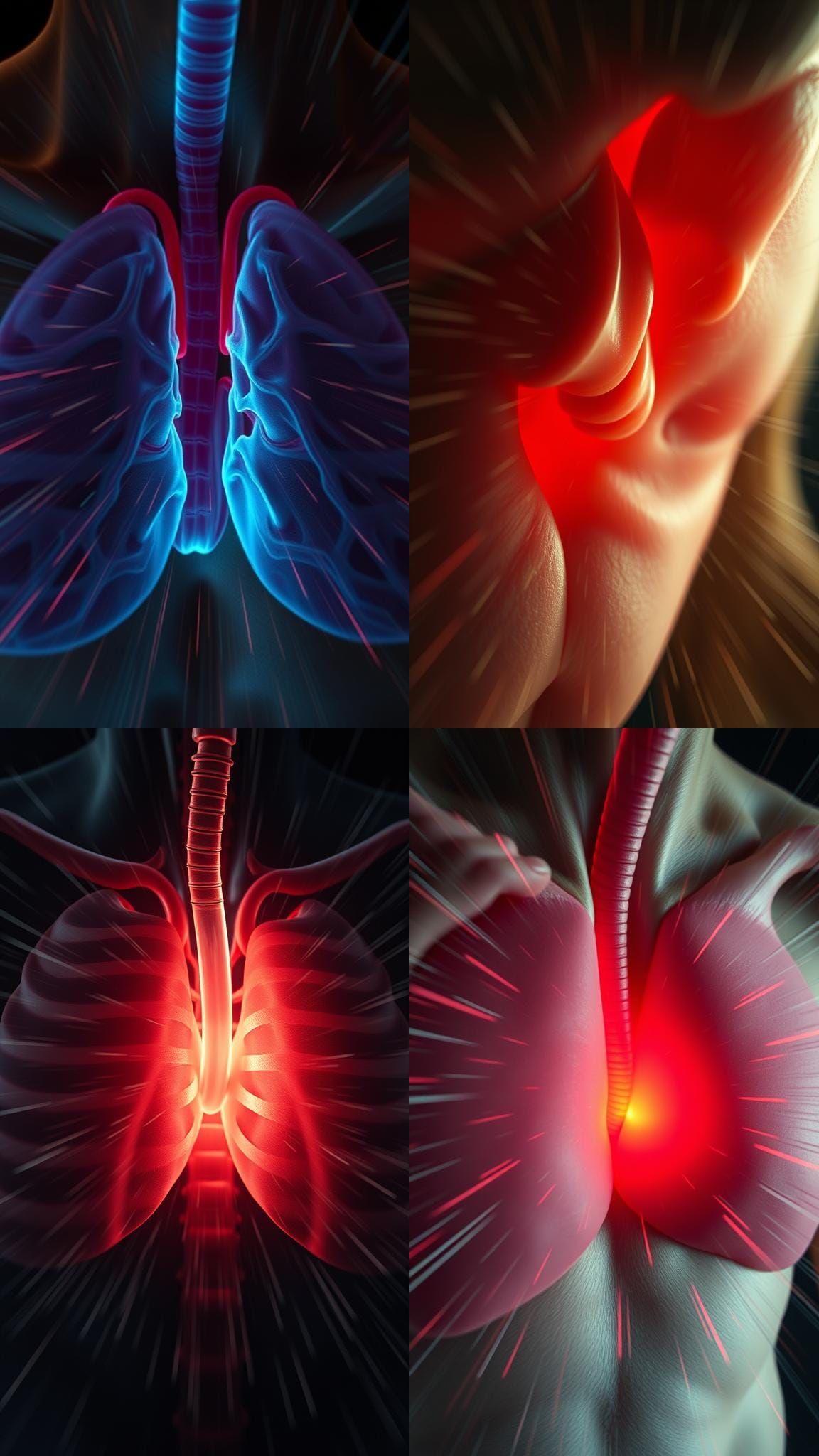 Human Diaphragm Spasm Close-up: Hiccup Action