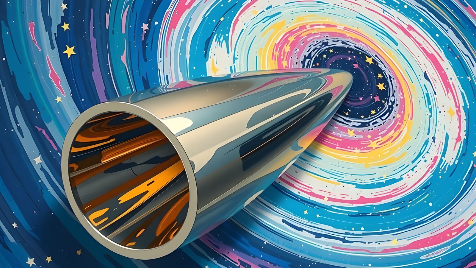 Surreal Glass Mirror in Cosmic Vortex