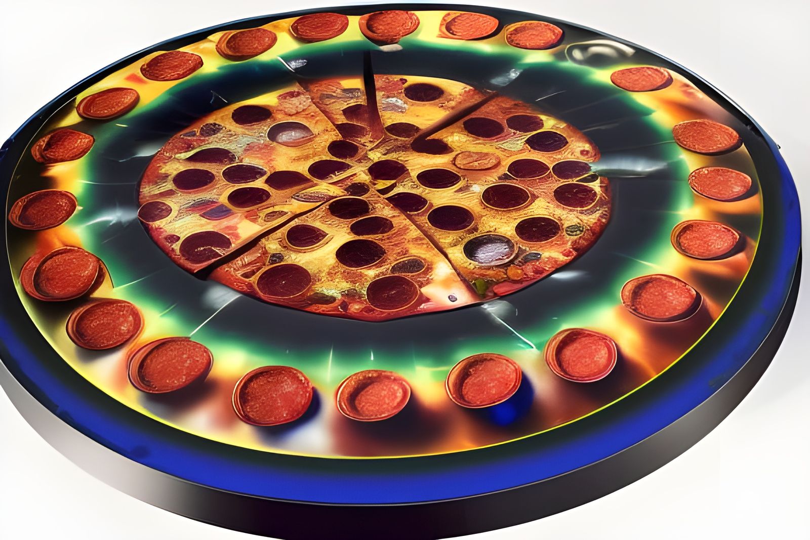 Cosmic Rainbow Pepperoni Pizza Machine in Digital Art