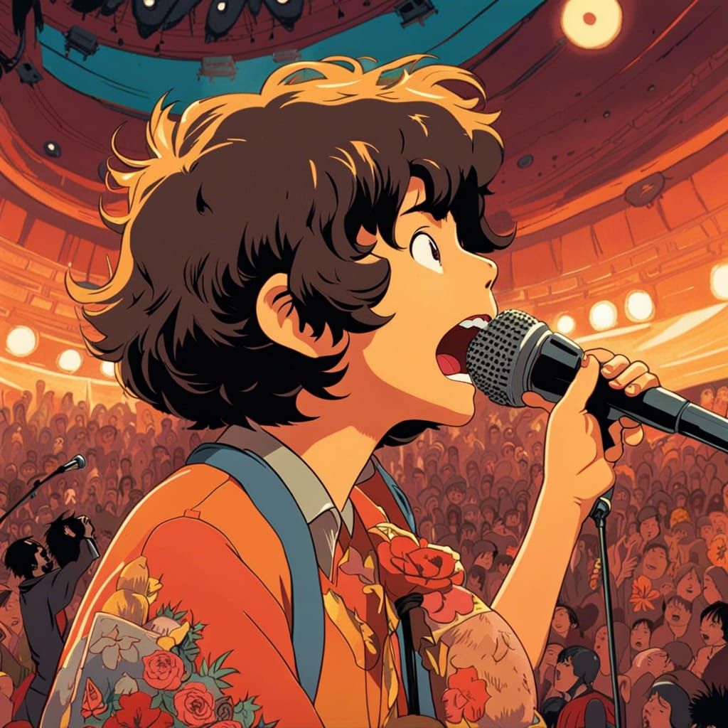 Singer on Stage, Studio Ghibli Style Digital Art