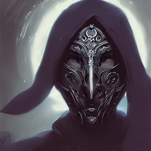 Sinister Mage with Porcelain Mask, Digital Art