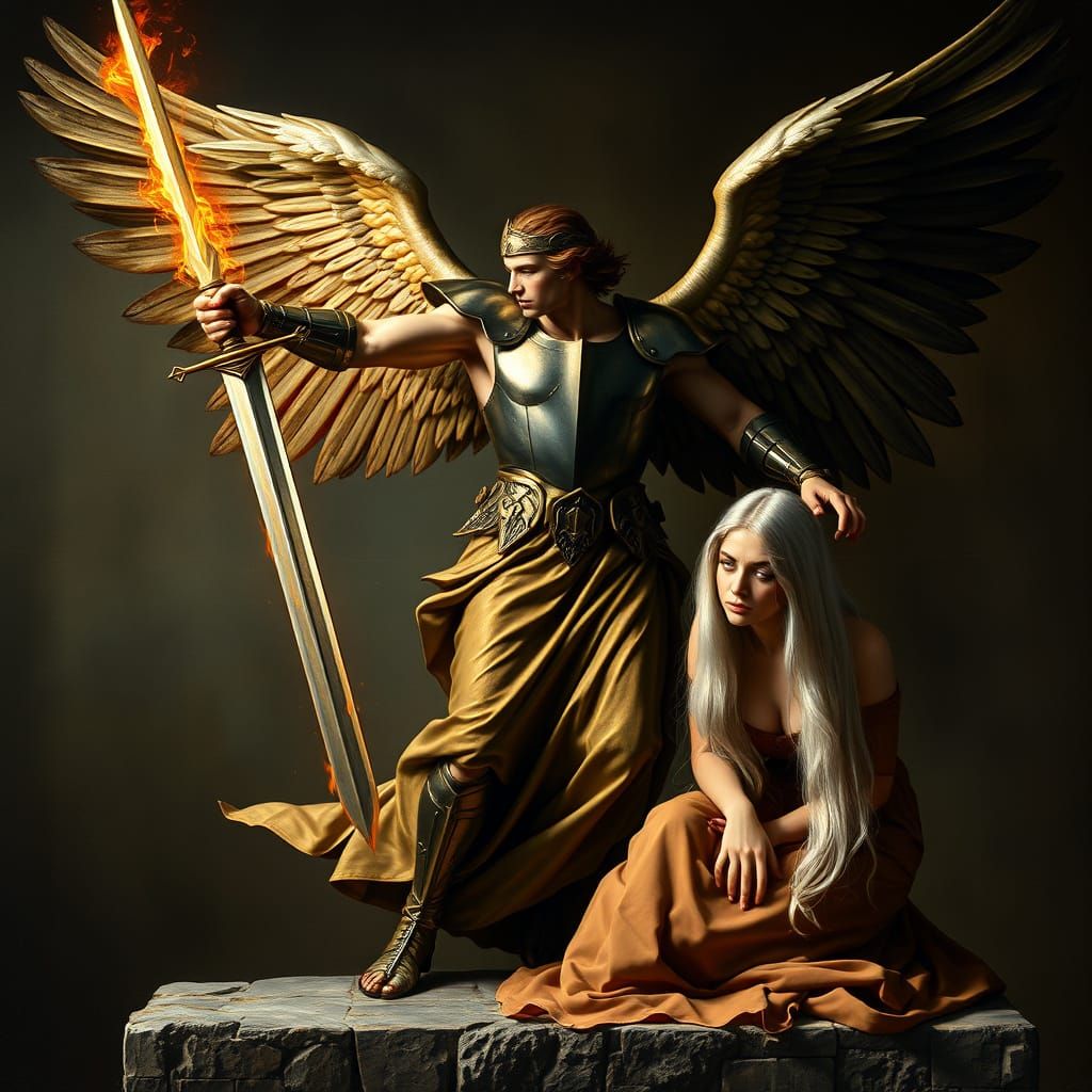 Majestic Angel Descends From Heaven in Renaissance Style