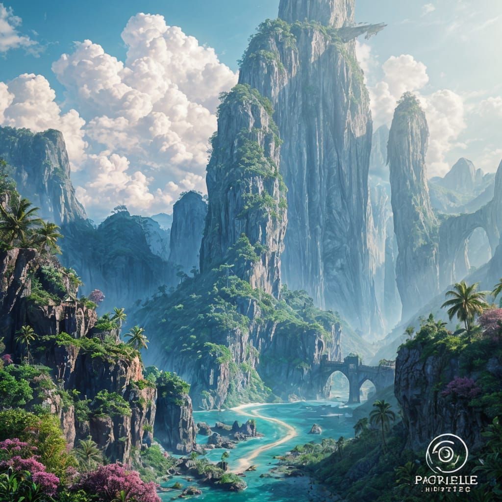 Surreal Paradise Unfolds in Vibrant, Intricate Detail