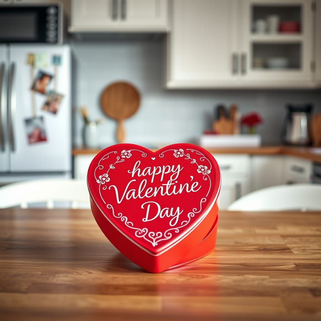 Stylish Valentine's Day Box on Kitchen Table