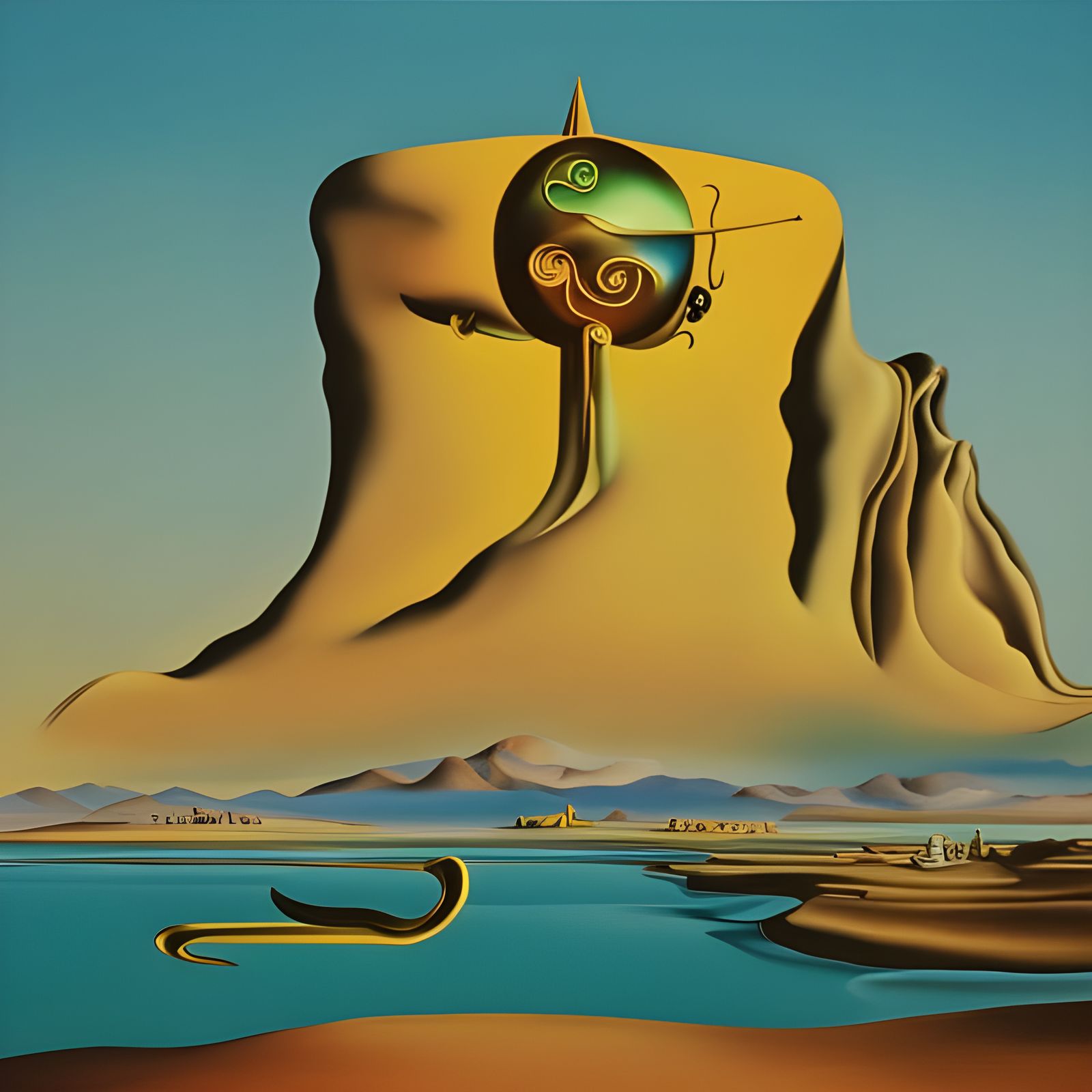 Surrealist Scientology in a Dali-esque Synthwave Style